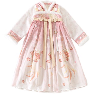 汉服女童冬款襦裙女孩中国风超仙连衣裙古装宝宝拜年服亲子装唐装