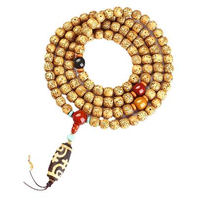 文玩佛珠手串鸡油黄星月菩提子