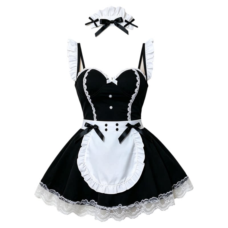 性感可爱蝴蝶结女仆制服大码套装