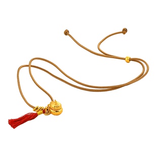 沙金锤纹奶葫芦盘缠项链如意绳可调节流苏毛衣链点钻手工编绳项坠