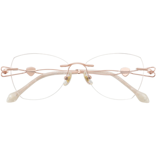 纯欲无框近视眼镜女款可配有度数素颜神器切边无边框眼睛架防蓝光