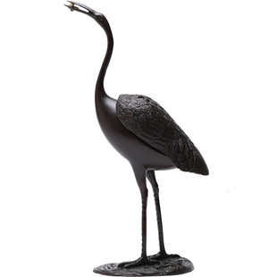 全铜仙鹤香炉创意摆件盘香炉中国风衔芝瑞鹤香薰炉家用室内线香炉