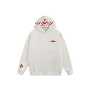 ATRY北极星刺绣连帽卫衣男款春季新款美式潮牌重磅字母帽衫上衣
