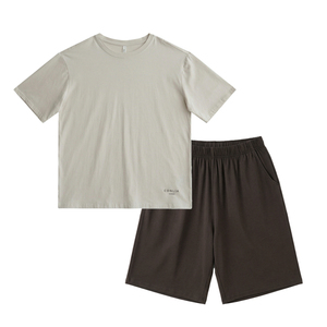 男士夏季纯棉家居服套装可外穿