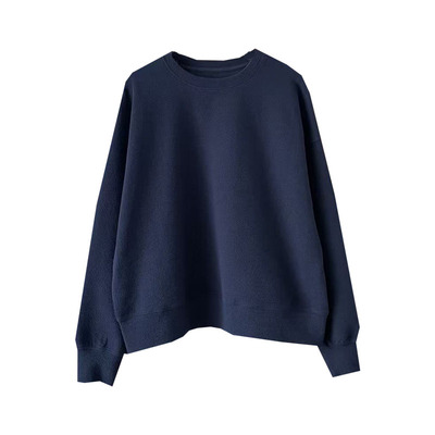 秋肌理棉老钱风净版纯色圆领卫衣