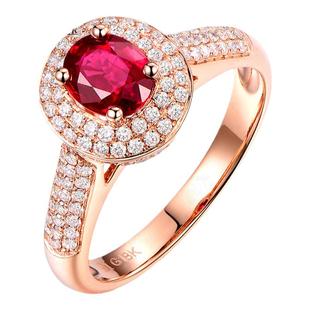米莱珠宝1.05克拉天然莫桑比克鸽血红宝石戒指18K金镶钻戒指彩宝