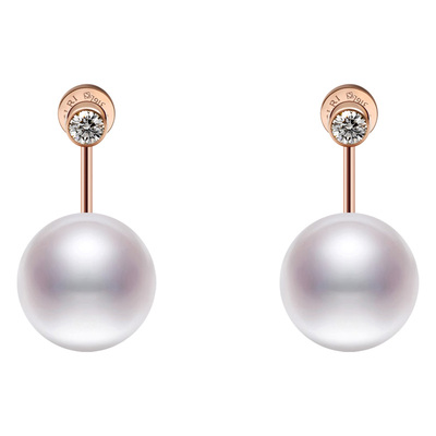 钛钢镀18k玫瑰金组合韩国大珍珠