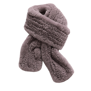 獭兔毛皮草围巾长款新品女秋冬出口订单双面编织进口皮草围脖百搭