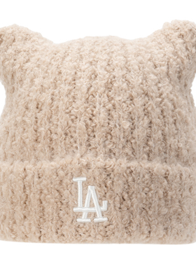 MLB正品女款猫耳保暖针织毛线帽