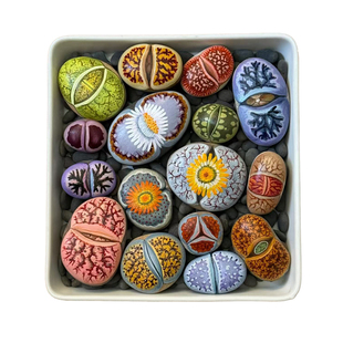 彩色大颗粒母本生石花多肉植物组合盆栽手工装饰花卉绿植室内桌面