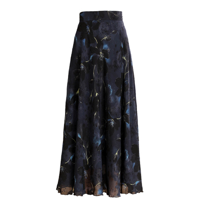 夏新款高级感复古印花雪纺半身裙