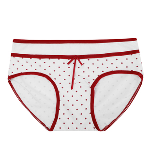 馨帮帮Bra 本命年红色纯棉裆内裤女士婚嫁喜庆甜美碎花波点三角裤