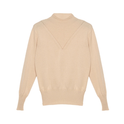 浅秋立领纯色薄款套头羊毛衫