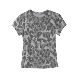复古豹纹短袖T恤女2026春季新款修身显瘦圆领辣妹风春装个性上衣