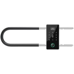 商铺u形锁密码锁玻璃门u型锁指纹锁大门锁电子智能锁室外防水挂锁