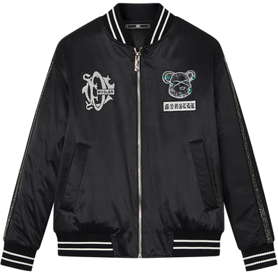 zouk欧美小熊烫钻羽绒服