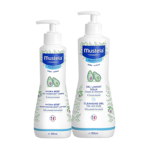 【自营】妙思乐Mustela法国进口洗发沐浴露500ml+保湿润肤乳300ml