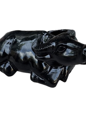 黑牛摆件卧牛水牛天然原石