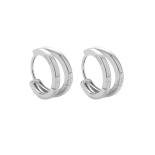 TWO LEAVES S925纯银双层双圈耳环男女款设计街头小众百搭潮耳扣