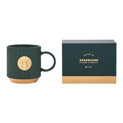 星巴克杯子340ml条纹铭牌桌面