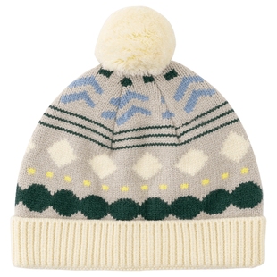 papa爬爬冬季儿童帽子兔绒包芯纱游牧风毛线帽保暖百搭