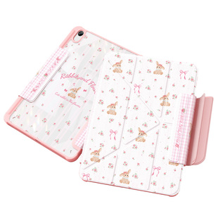 适用ipada16保护套2025新款ipad11/10/9代平板壳air3/4/5亚克力苹果ipadpro磁吸搭扣10.9英寸mini7/6蕾丝兔子