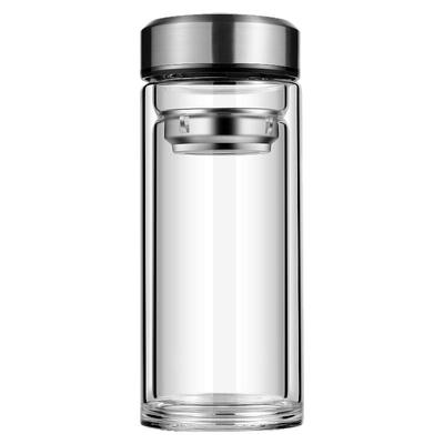 双层隔热大容量男士玻璃杯茶杯