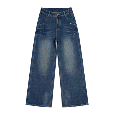 王家有鱼秋季新款阔腿牛仔裤女裤