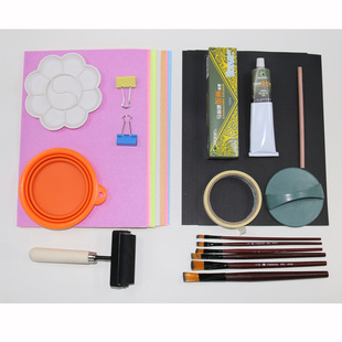 吹塑纸版画工具套装吹塑纸版画套装钝头铅笔水性油墨马莲木蘑菇