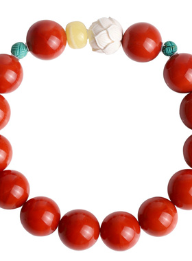 心斋堂满肉柿子红南红手链