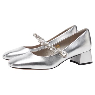 星期六粗跟女2026春季珍珠装饰玛丽珍鞋复古款浅口单鞋SSE1111068