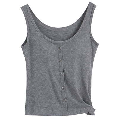 背心女带胸垫螺纹吊带无袖上衣薄