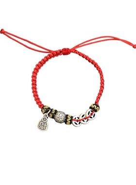 足银复古铜钱红绳手链饰品女轻奢高级感新中式2025年手环时尚百搭