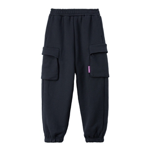 ei童装儿童加绒保暖束脚裤2025冬装新款男女童宽松休闲运动裤子