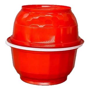 一次性塑料红碗喜庆红色婚庆餐具结婚酒席家用环保碗筷圆形加厚碗