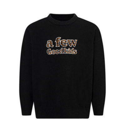 AFGK26SS豹纹毛绒贴布毛衣