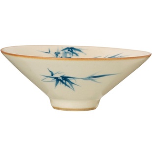 米黄汝窑手绘斗笠杯高档个人专用主人杯茶杯家用陶瓷品茗杯小茶碗