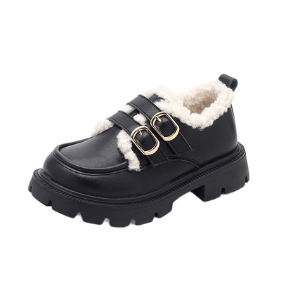 女童加绒皮鞋~柔软棉鞋不磨脚