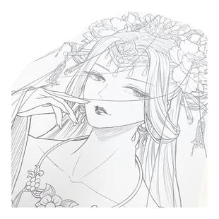 思美人醉花颜 古风涂色线描集 飞乐鸟涂色集秘密花园临摹画册古风人物造型服饰绘画书国风线描绘画技法素描涂色书山海经梦神引