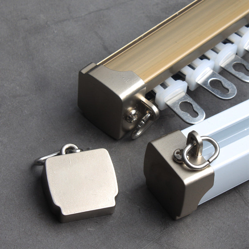 滑轮静音窗帘轨道顶装侧装单轨双轨直轨铝合金导轨窗帘杆滑轨滑道