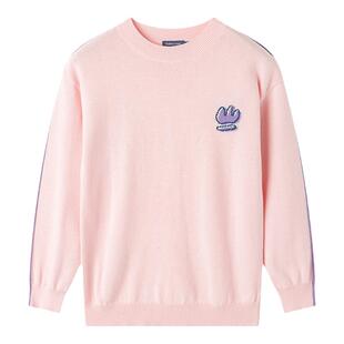 加比瑞童装女童粉色薄款毛衣春秋款休闲纯棉中大童线衫儿童针织衫