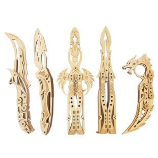 木质拼装模型爪子刀拼图积木蝴蝶刀木制手工炫酷玩具立体折叠刀