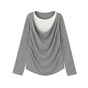 COMMON VALUE「 龛 Niche 」双层荡领针织上衣百搭基础款极简毛衫