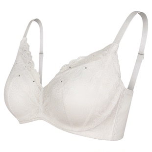 古今内衣女夏薄款棉杯插片带钢圈聚拢花卉蕾丝上薄下厚调整型胸罩