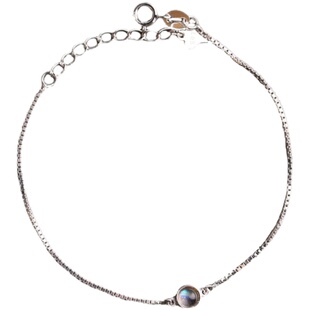 月光落在左手上】天然白月光蓝月光石镶嵌纯银简约宝石森系手链