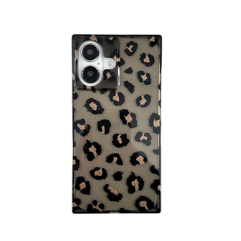 闪粉透黑方形直角边iPhone手机壳