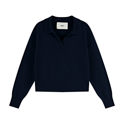 440ME纯羊毛polo领套头短款毛衣