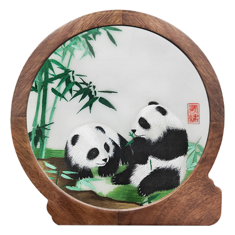 蜀绣大熊猫精品国风礼盒书签成品