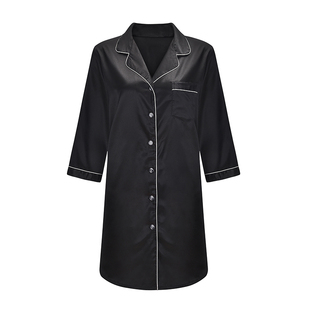 春夏冰丝性感睡衣女衬衫男友风衬衫睡裙薄款丝绸开衫家居服可外穿