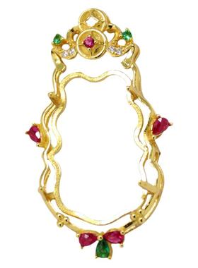 女款S925纯银DIY镶嵌吊坠空托